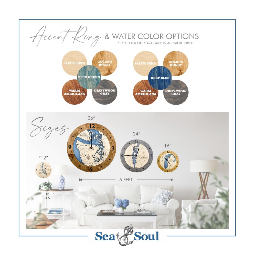 Nautical Clock Sizes and Swatches