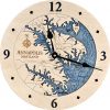 Annapolis 12-inch Nautical Map Clock Birch with Deep Blue Water