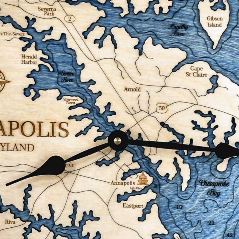 Annapolis Nautical Map Clock - Sea and Soul Charts