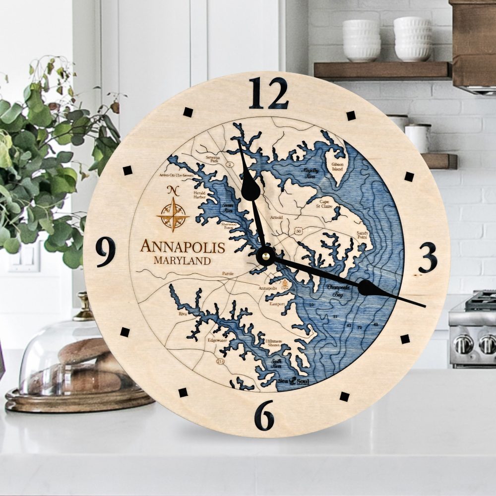 Annapolis Birch Clock Blue Water in Kitchen
