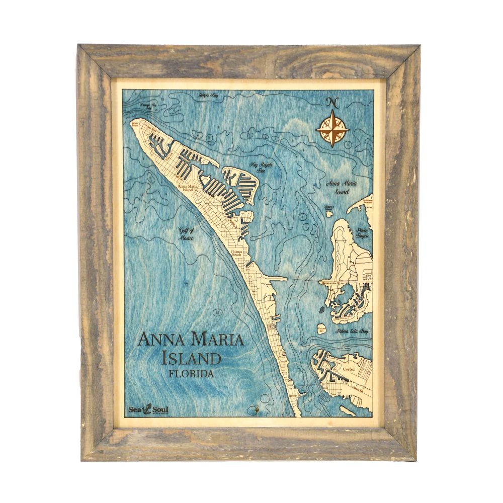 Anna Maria Island Wall Art Rustic Pine with Blue Green Water