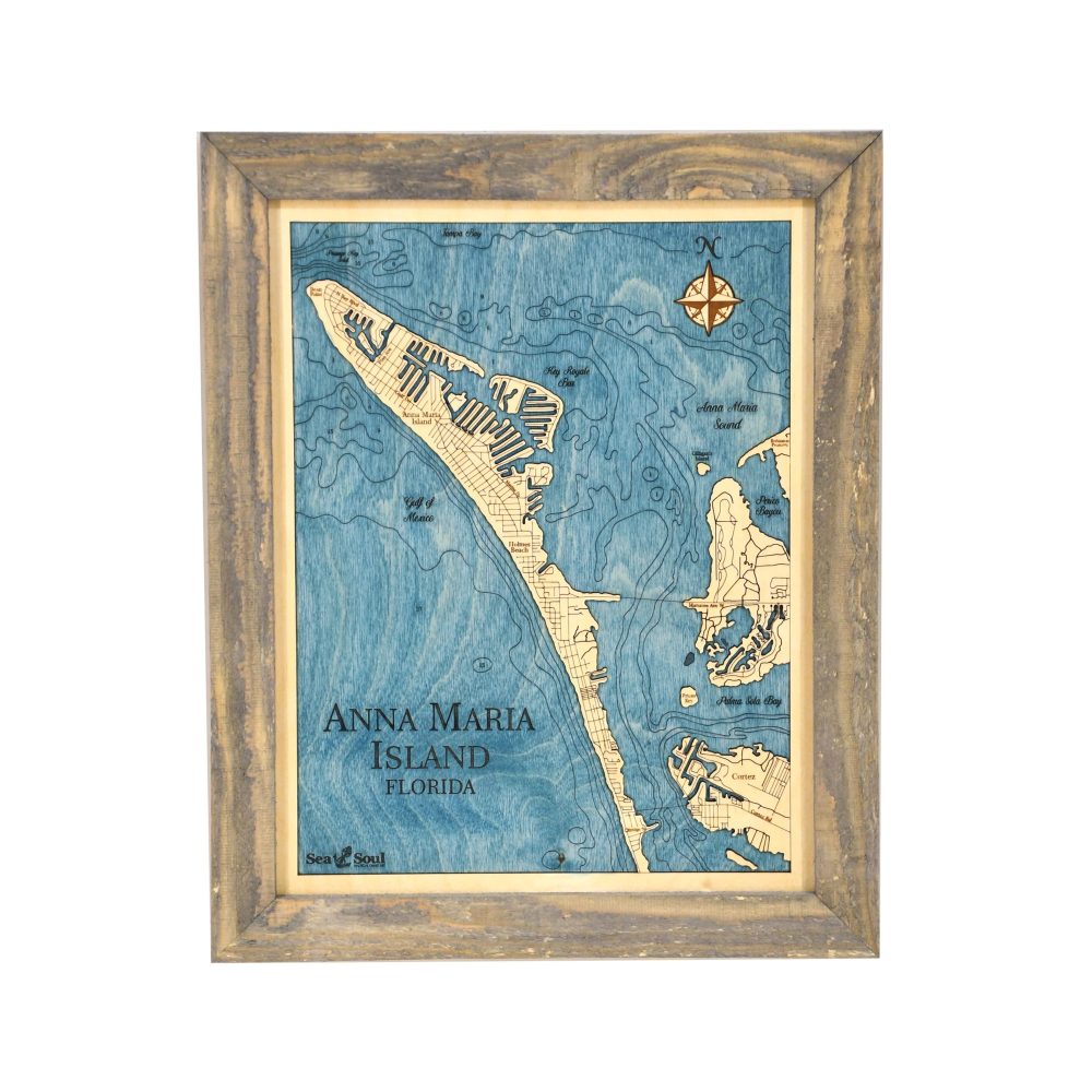 Anna Maria Island Wall Art Rustic Pine with Deep Blue Water