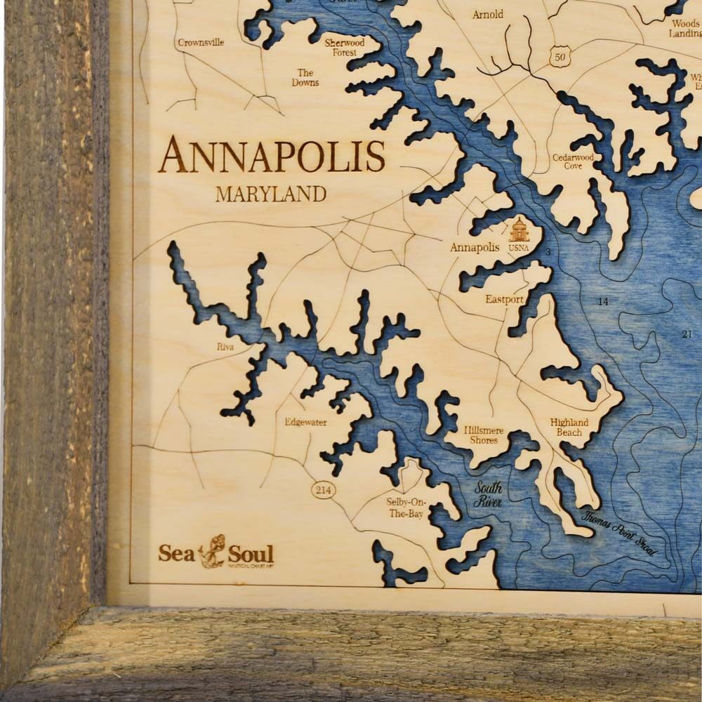 Annapolis Nautical Chart 2D Wall Art 13"x16" Sea and Soul Charts