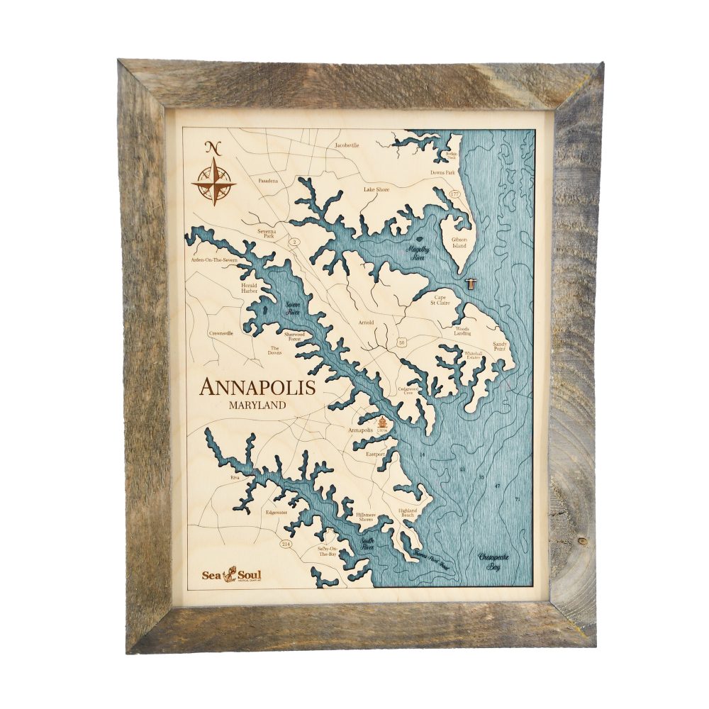 Annapolis Wall Art Rustic Pine with Blue Green Water