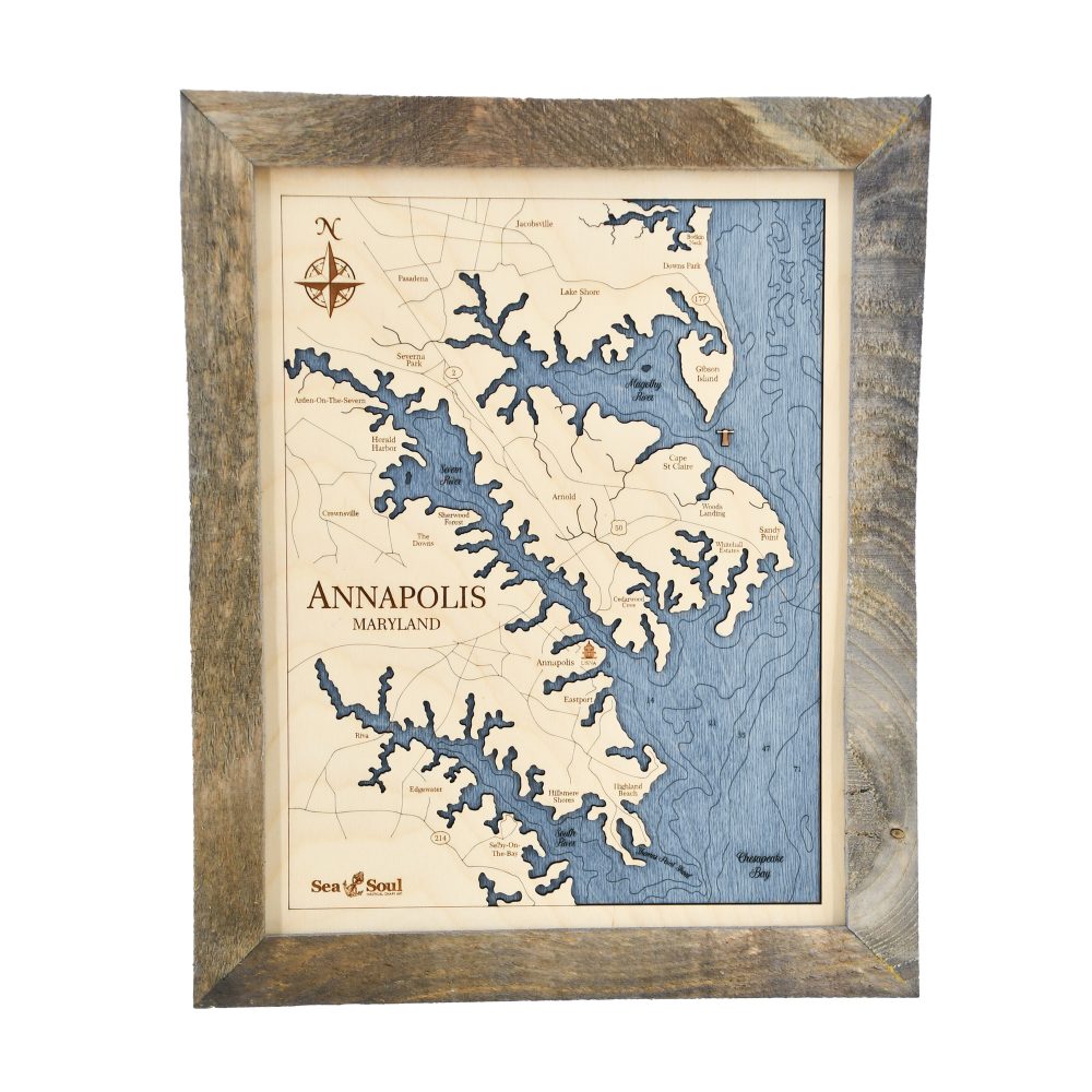 Annapolis Wall Art Rustic Pine with Deep Blue Water