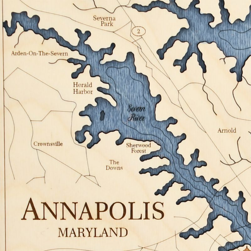 Annapolis Maryland Wall Art TwoLevel Wood Map Sea and Soul Charts
