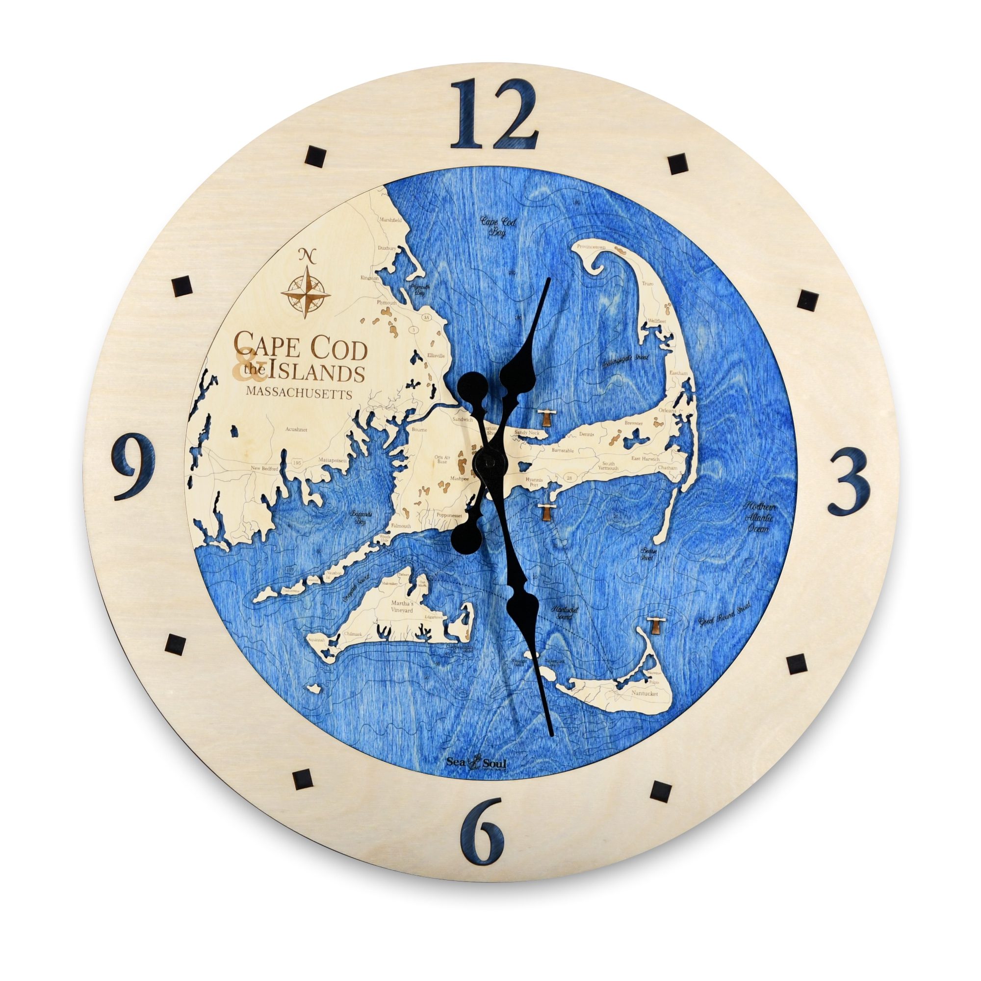 Annapolis Topographic Wood Wall Clock Sea & Soul