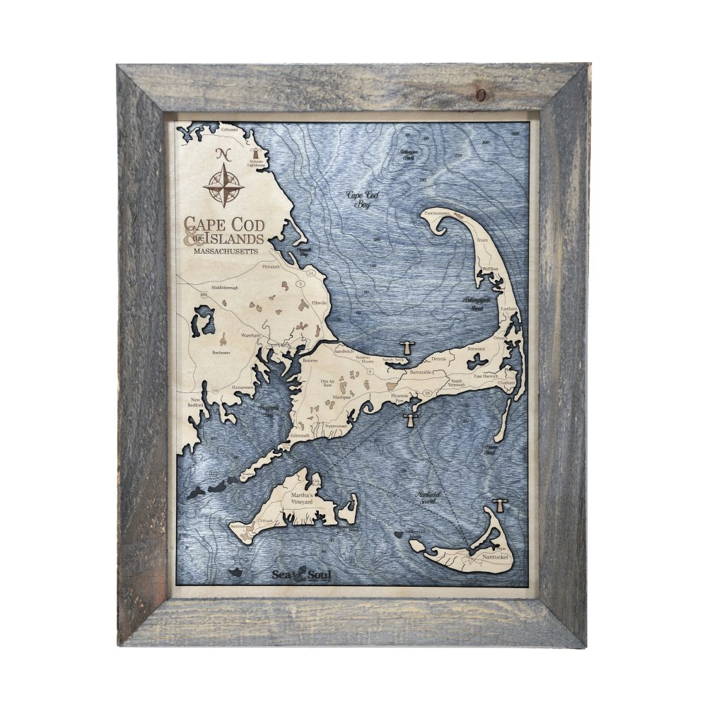 Cape Cod Wall Art Rustic Pine with Deep Blue Water
