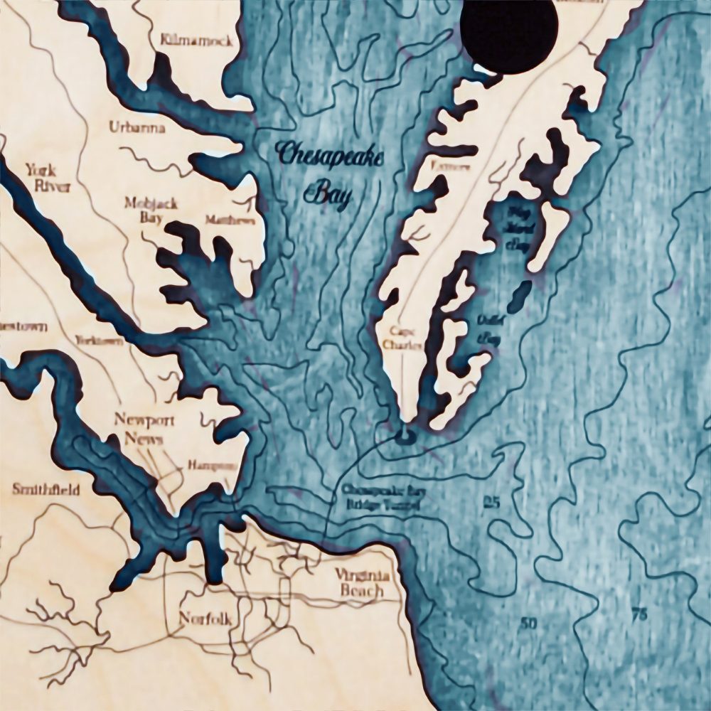 Chesapeake Bay Nautical Clock Birch Accent with Blue Green Water Detail Shot 2