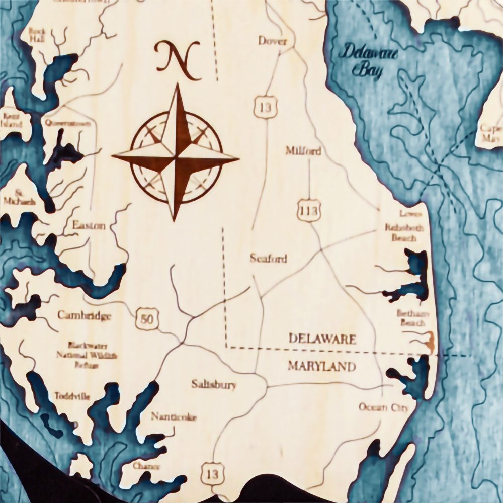 Chesapeake Bay Nautical Clock Birch Accent with Blue Green Water Detail Shot 3
