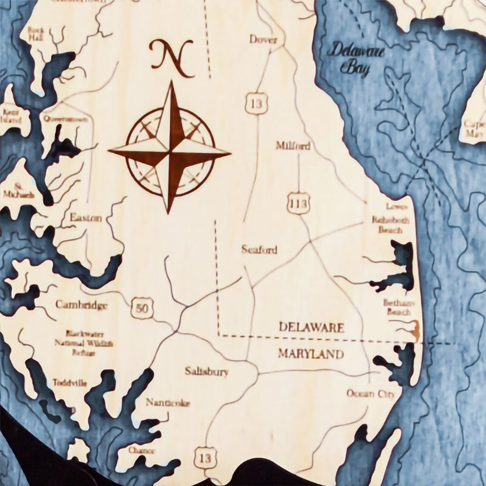 Chesapeake Bay Nautical Clock Birch Accent with Deep Blue Water Detail Shot 3