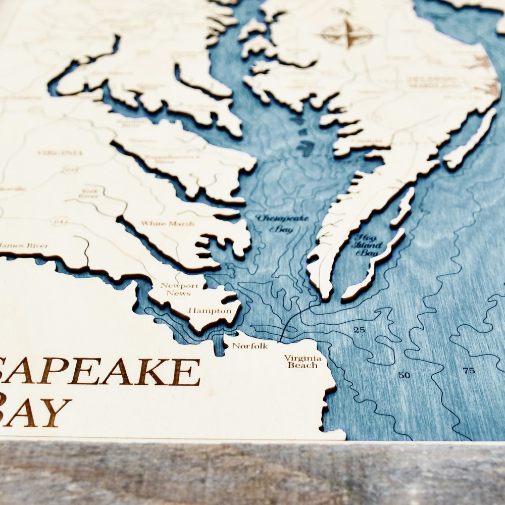 Chesapeake Bay Wall Art Rustic Pine Accent with Blue Green Water Detail Shot 1