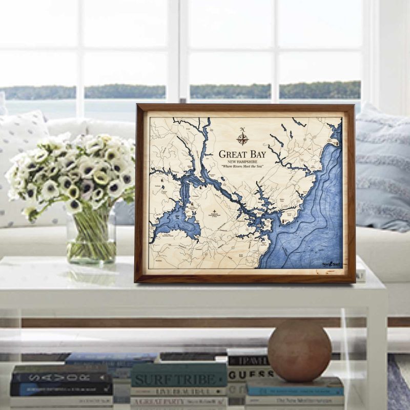 Great Bay, New Hampshire 4 Level Nautical Chart Wall Art 16”x 20