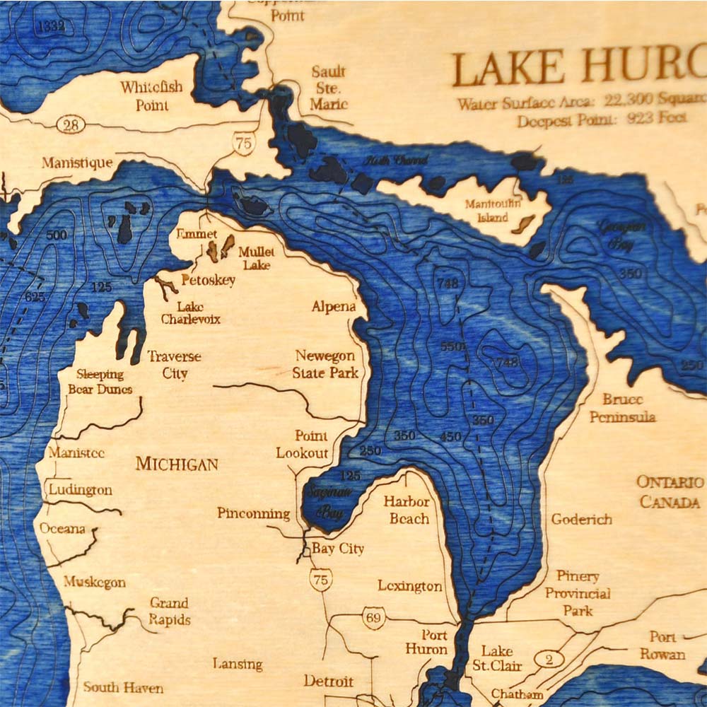 Great Lakes Nautical Chart 2D Wall Art 13"x16" Sea and Soul Charts