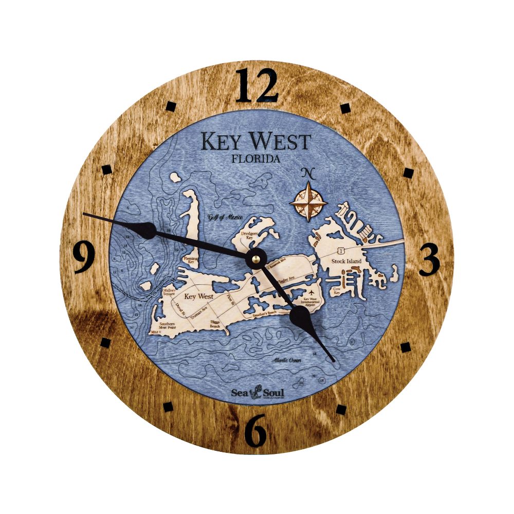 Key West Nautical Clock Americana Accent with Deep Blue Water