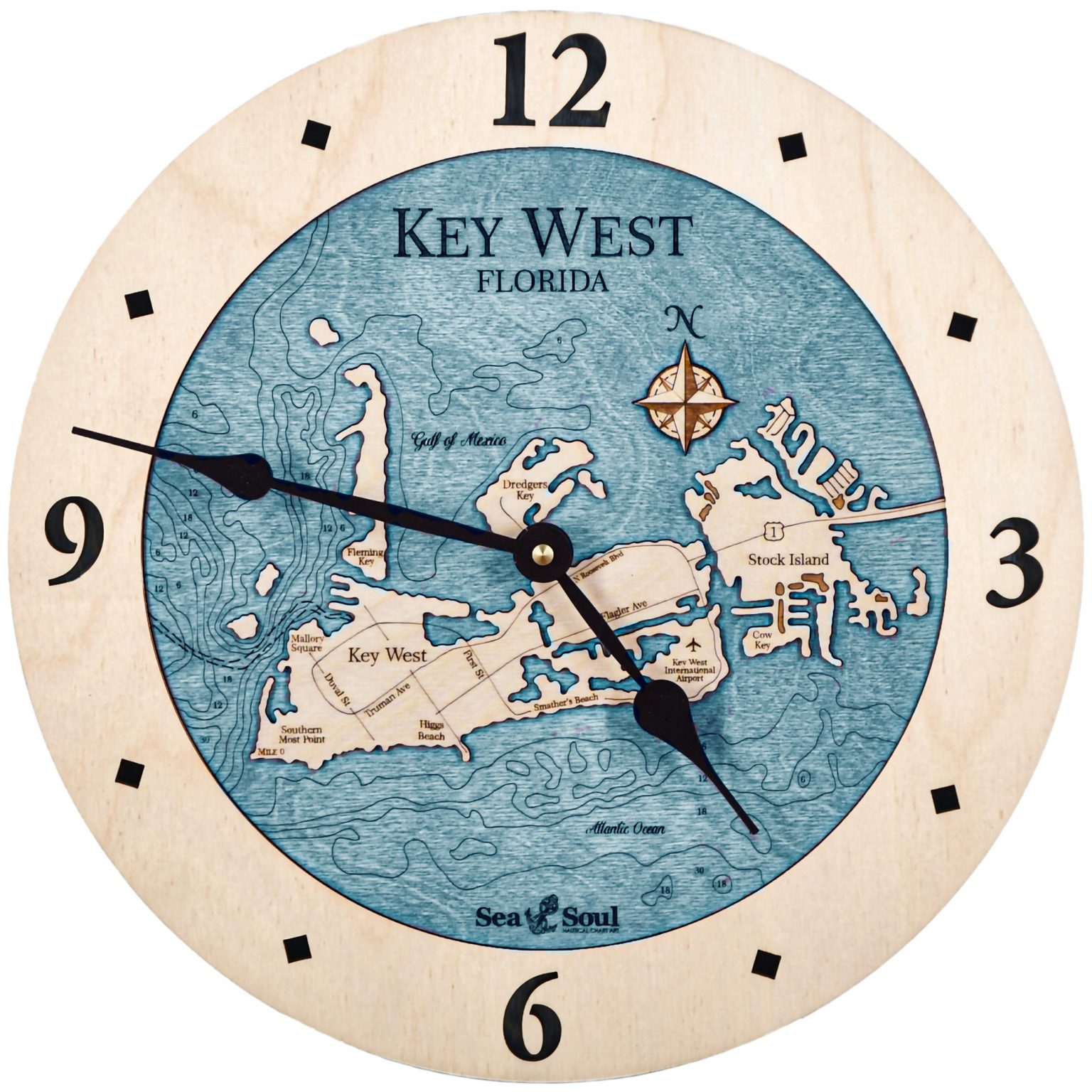 Key West Nautical Map Clock Sea and Soul Charts