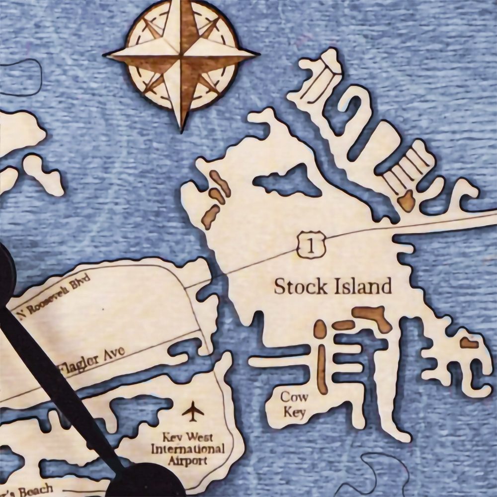 Key West Nautical Clock Birch Accent with Deep Blue Water Detail Shot 3