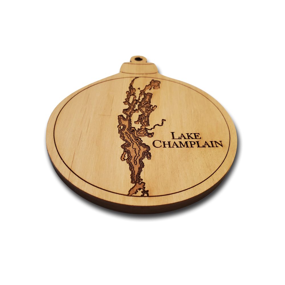 Lake Champlain Engraved Nautical Ornament Angle