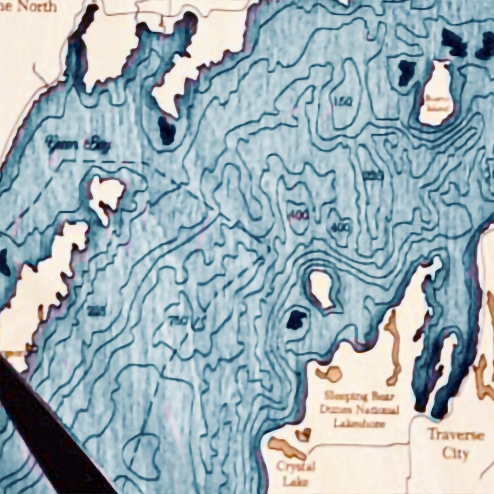 Lake Michigan Nautical Clock Birch Accent with Blue Green Water Detail Shot 2