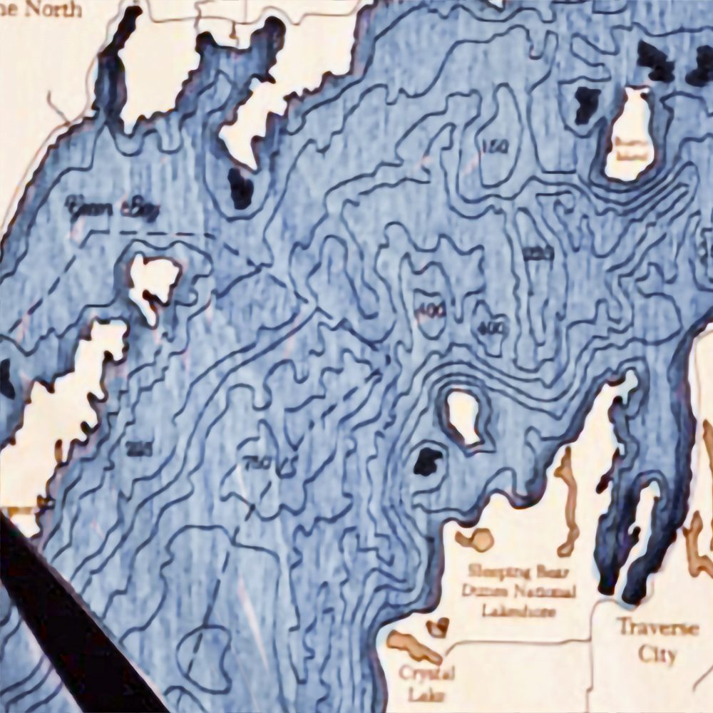 Lake Michigan Nautical Clock Birch Accent with Deep Blue Water Detail Shot 2
