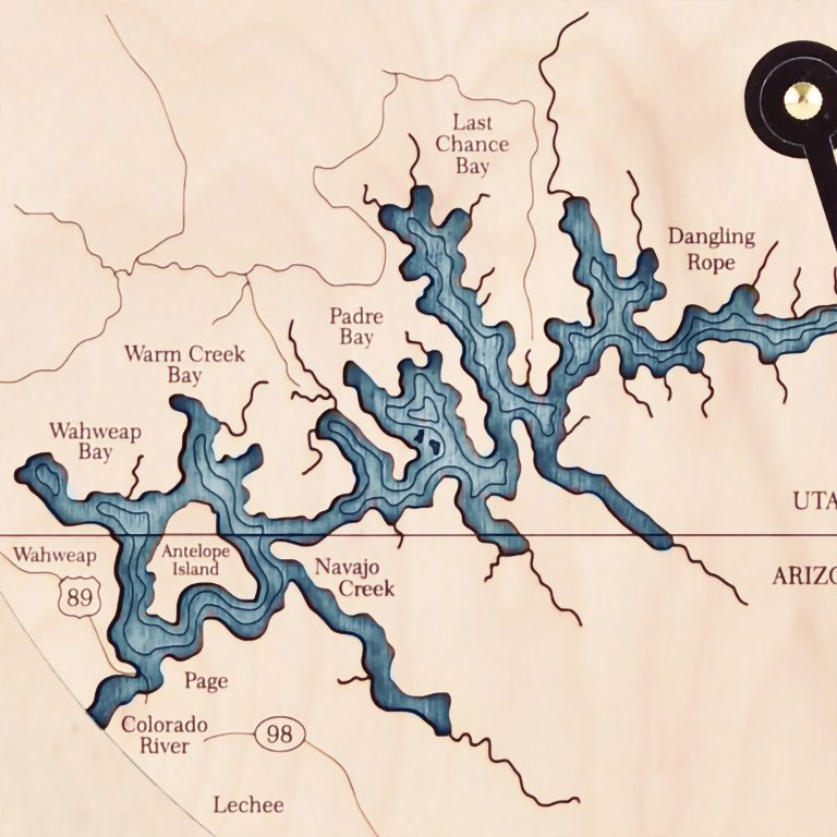 Lake Powell Nautical Map Clock - Sea and Soul Charts