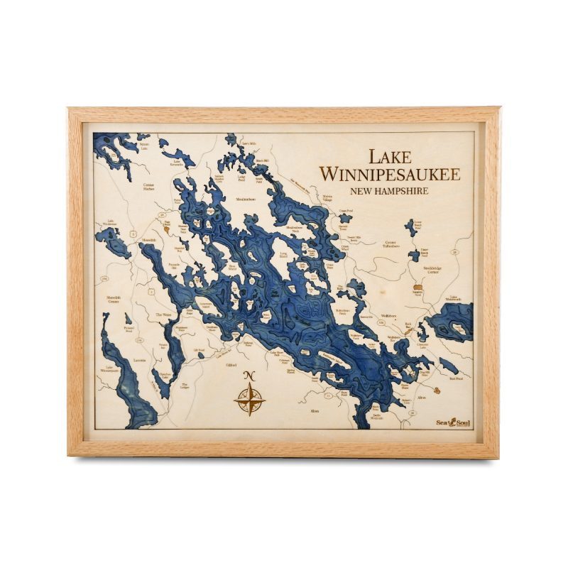 Lake Winnipesaukee 4 Level Nautical Chart Wall Art 16”x 20” Sea and