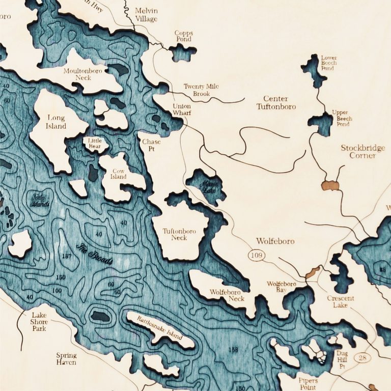 Lake Winnipesaukee Wall Art TwoLevel Map Sea and Soul Charts