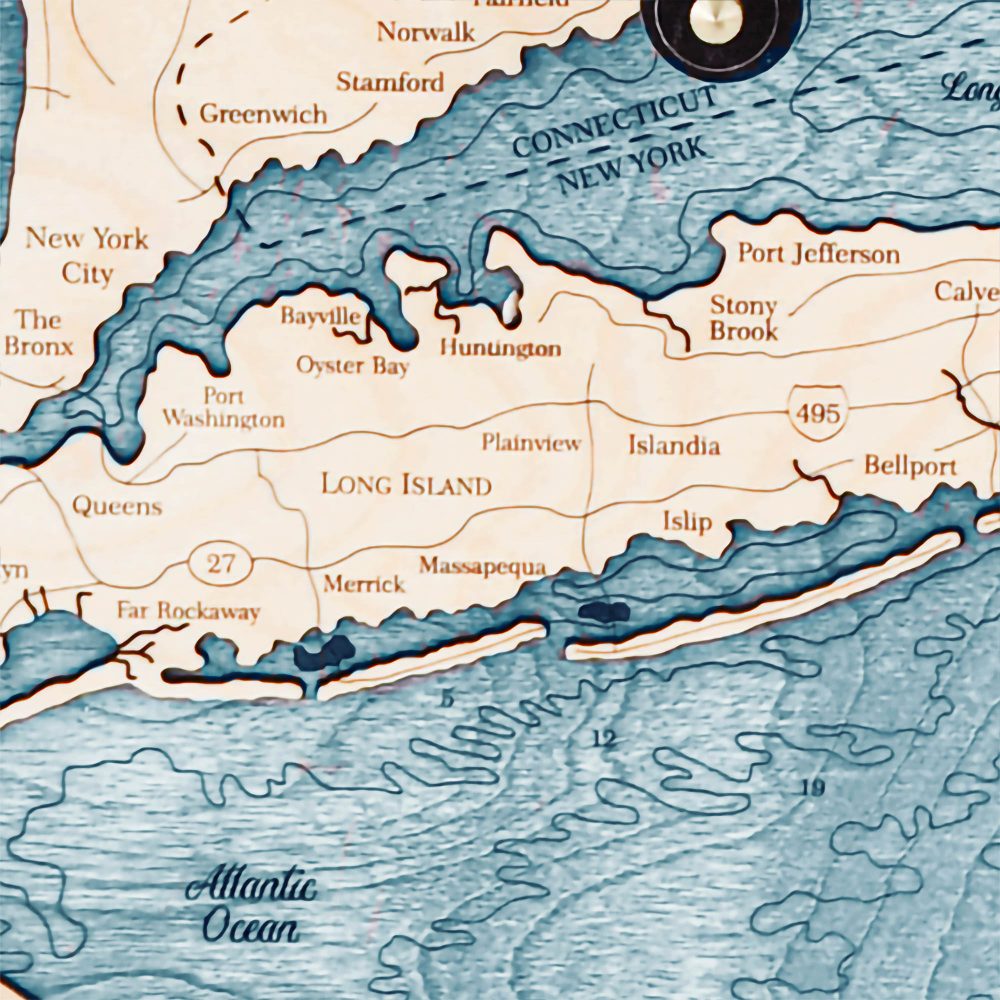 Long Island Sound Nautical Clock Birch Accent with Blue Green Water Detail Shot 1
