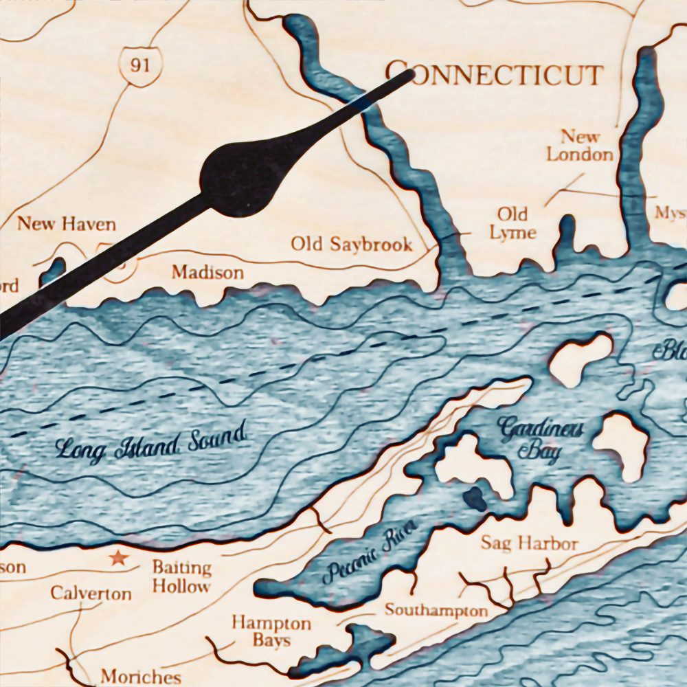 Long Island Sound Nautical Clock Birch Accent with Blue Green Water Detail Shot 2