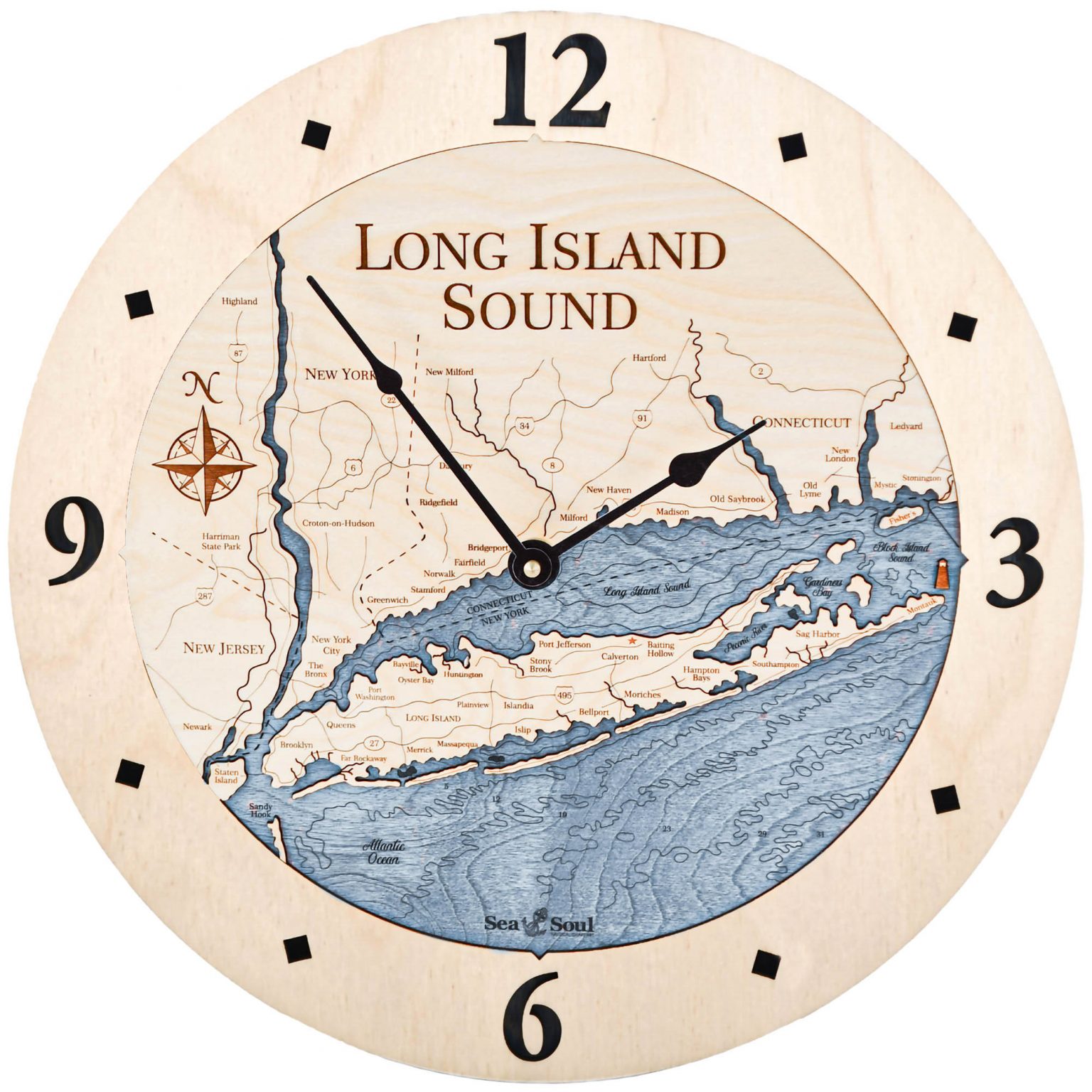 Long Island Sound Nautical Map Clock Sea and Soul Charts