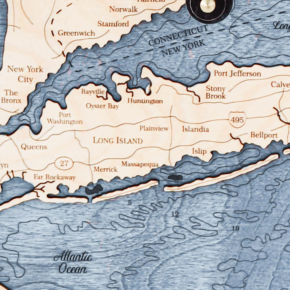 Long Island Sound Nautical Clock Birch Accent with Deep Blue Water Detail Shot 1