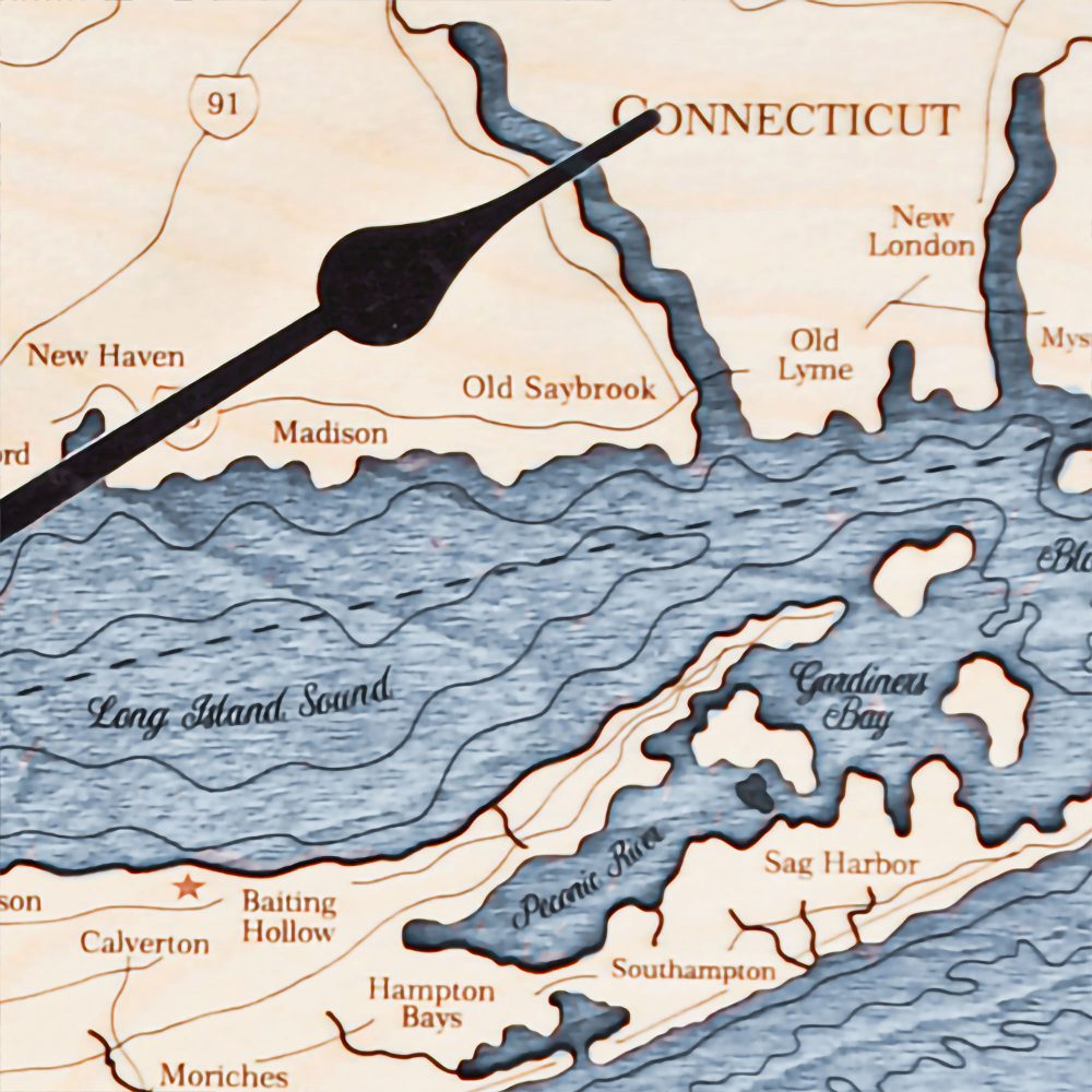 Long Island Sound Nautical Clock Birch Accent with Deep Blue Water Detail Shot 2