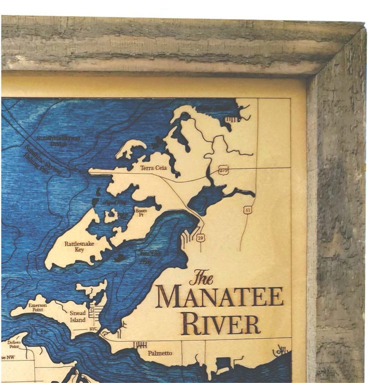 Manatee River Nautical Chart 2D Wall Art 13″x16″ Sea and Soul Charts