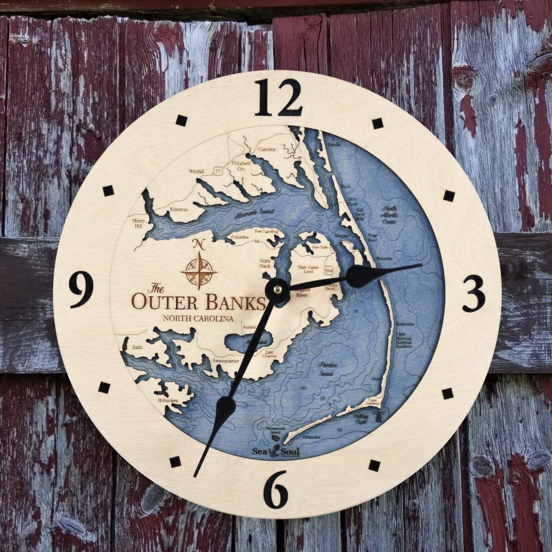 Outer Banks Nautical Clock Sea and Soul Charts