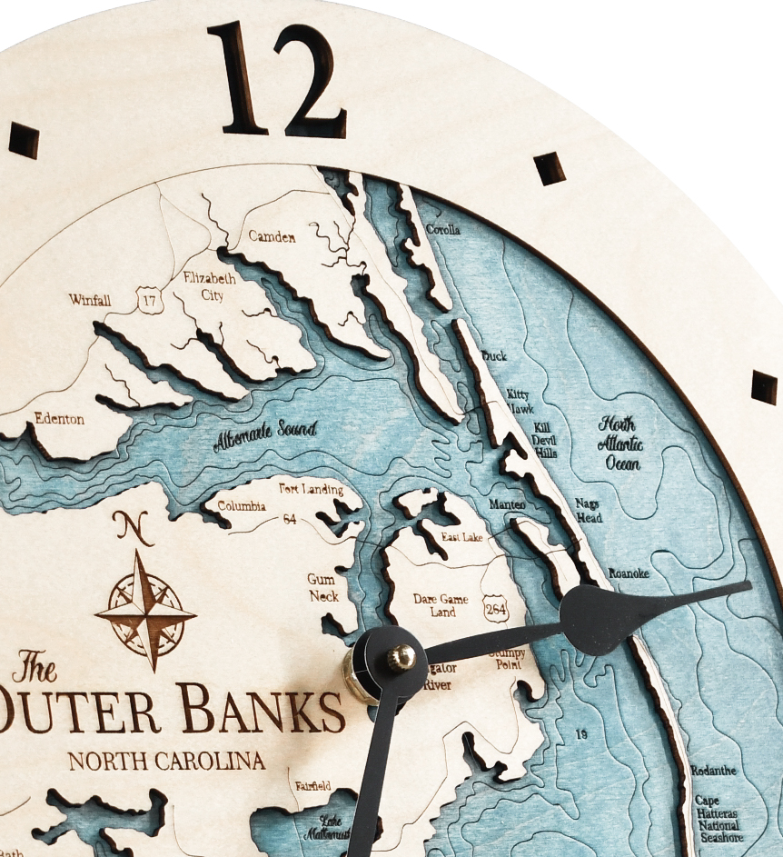 Outer Banks Coastal Clock Birch Accent with Blue Green Water Detail Shot 3
