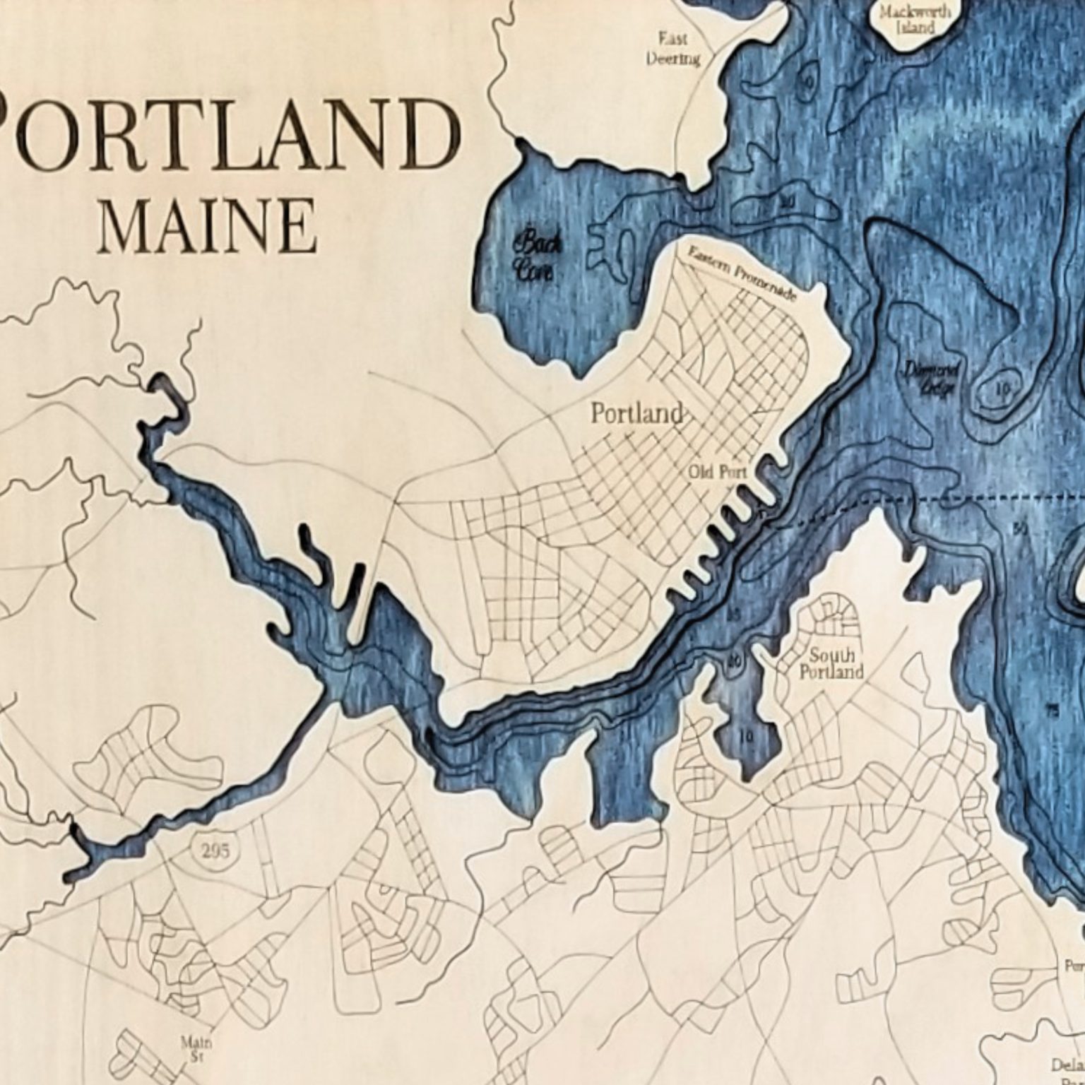 Portland, Maine Nautical Chart 3D Wall Art 16"x20" Sea and Soul Charts