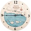 Santa Barbara Nautical Map Clock Birch Accent with Blue Green Water Product Shot