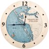 Sarasota Bay Nautical Clock Birch Accent with Blue Green Water Product Shot
