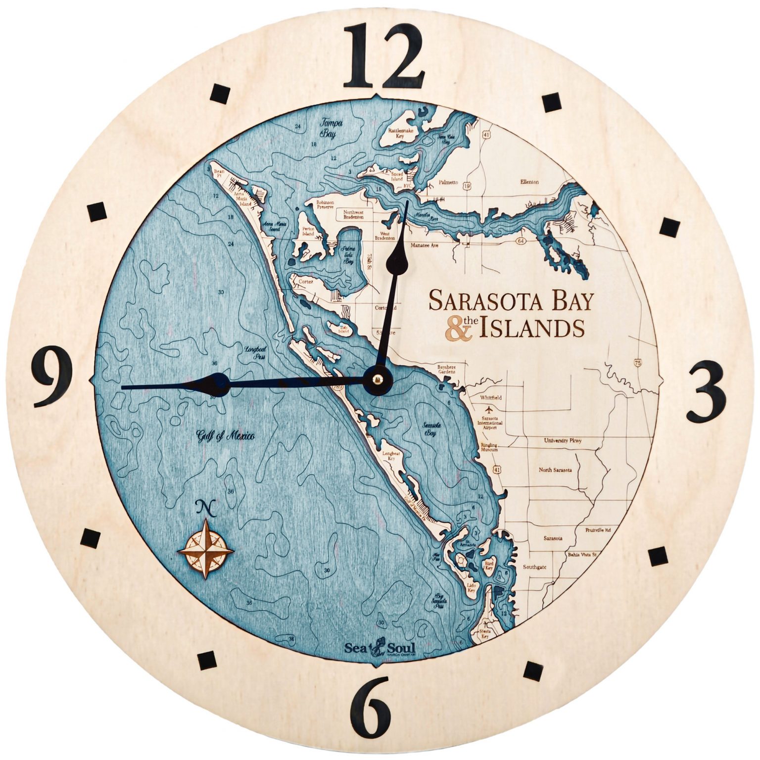 Sarasota Bay Nautical Map Clock Sea and Soul Charts
