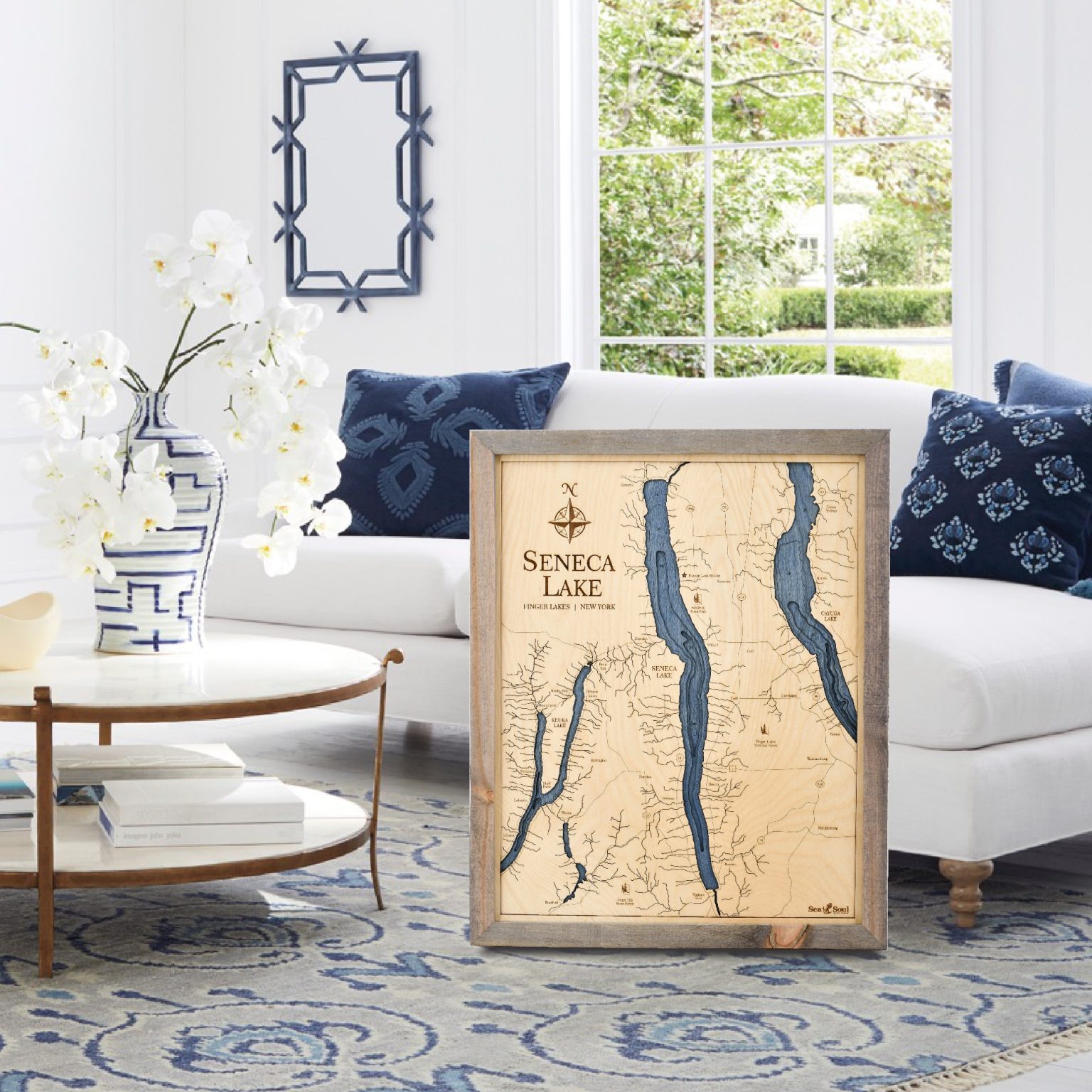 Seneca, Cayuga & Keuka Lakes 4 Level Nautical Chart Wall Art 16”x 20