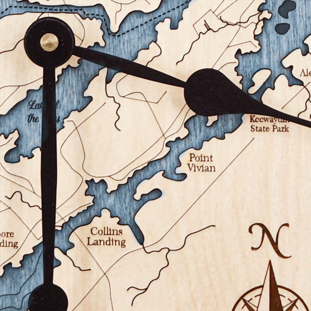 Thousand Islands Nautical Clock Birch Accent with Deep Blue Water Detail Shot 3