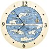 Virgin Islands Nautical Map Clock Birch Accent with Deep Blue Water Product Shot