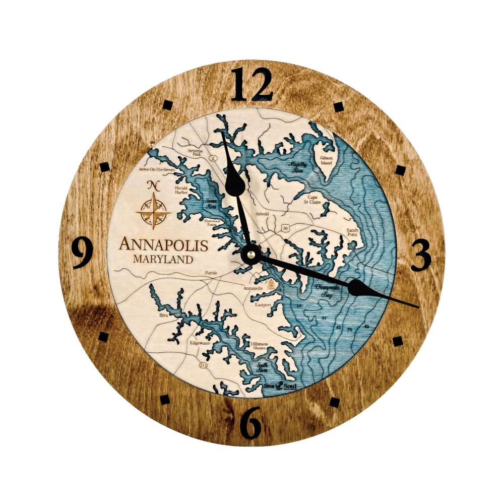 Annapolis Nautical Clock Americana Accent with Blue Green Water