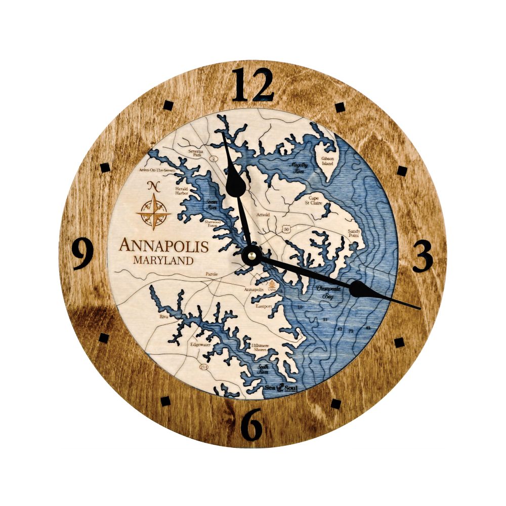 Annapolis Nautical Clock Americana Accent with Deep Blue Water