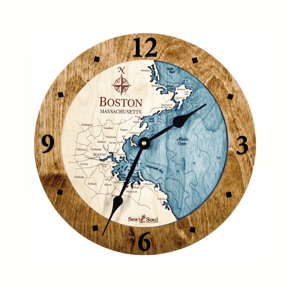 Boston Harbor Nautical Clock Americana Accent with Blue Green Water
