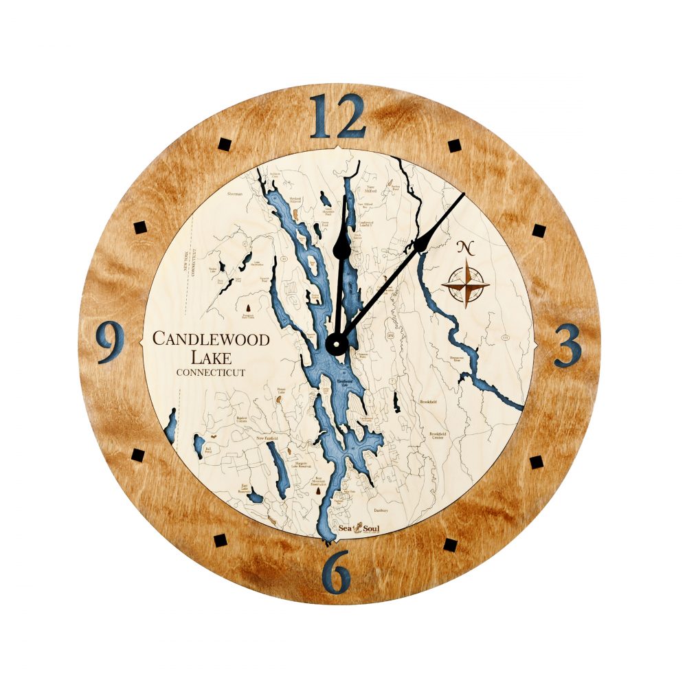 Candlewood Lake Nautical Clock Americana Accent with Deep Blue Water