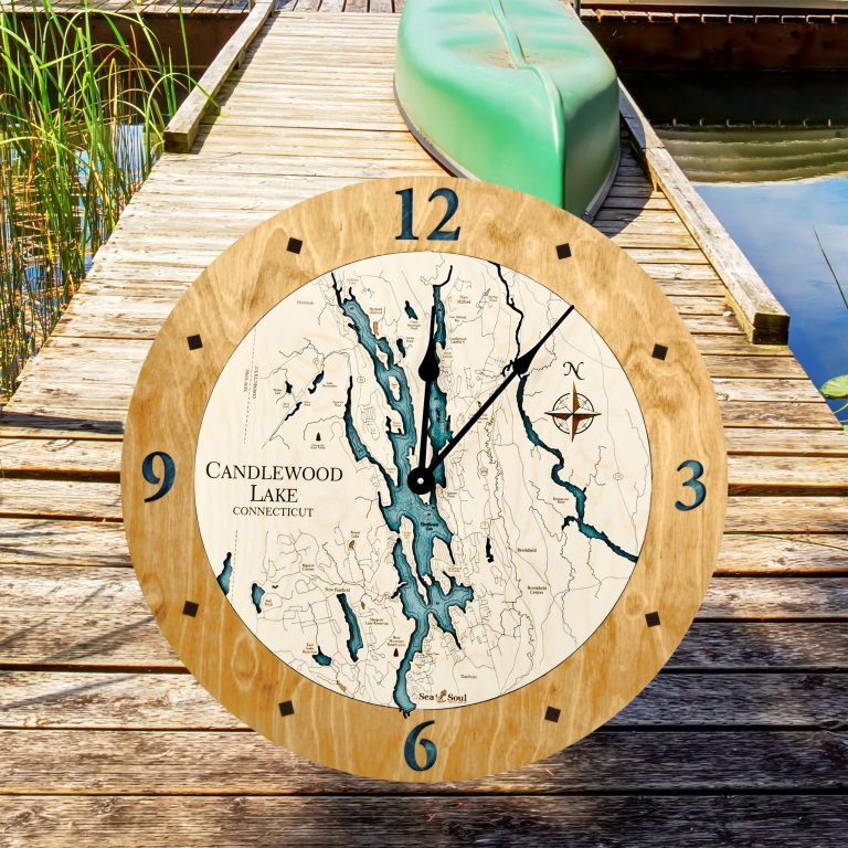 Candlewood Lake Nautical Map Clock Sea and Soul Charts