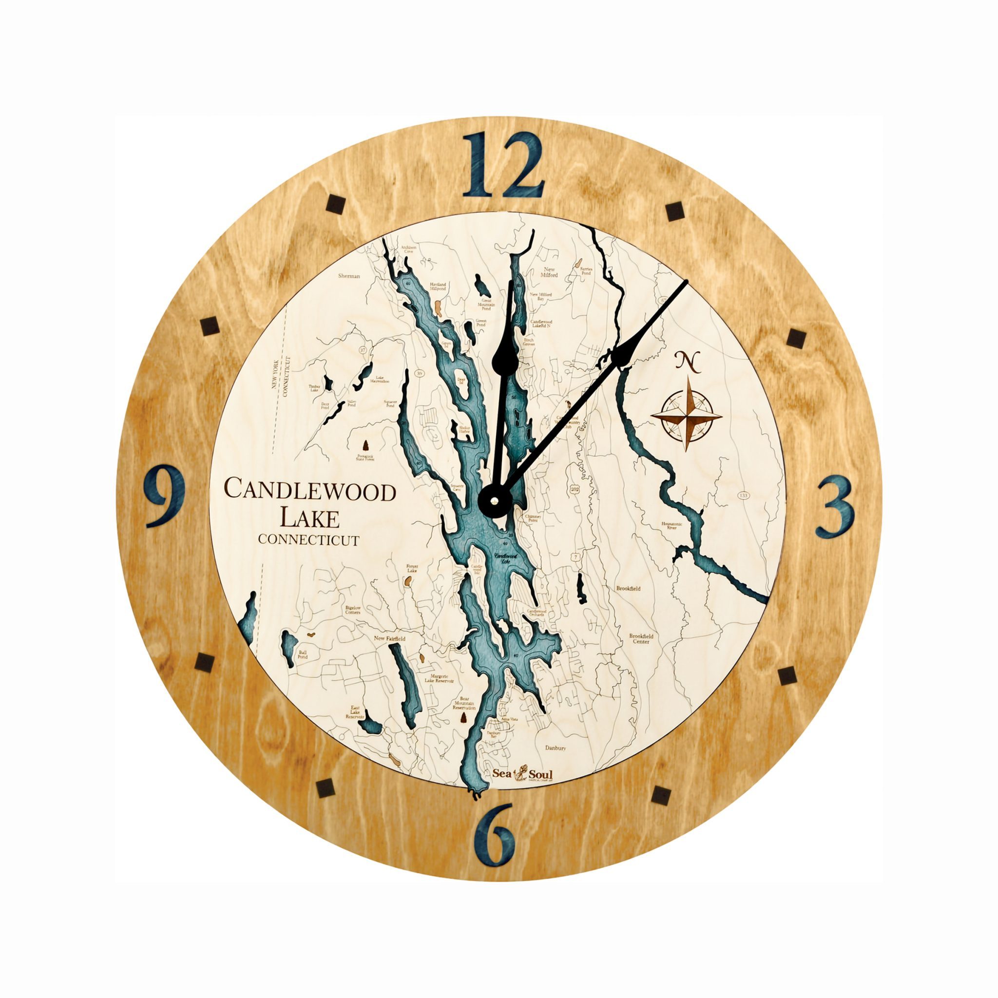 Candlewood Lake Nautical Map Clock Sea and Soul Charts
