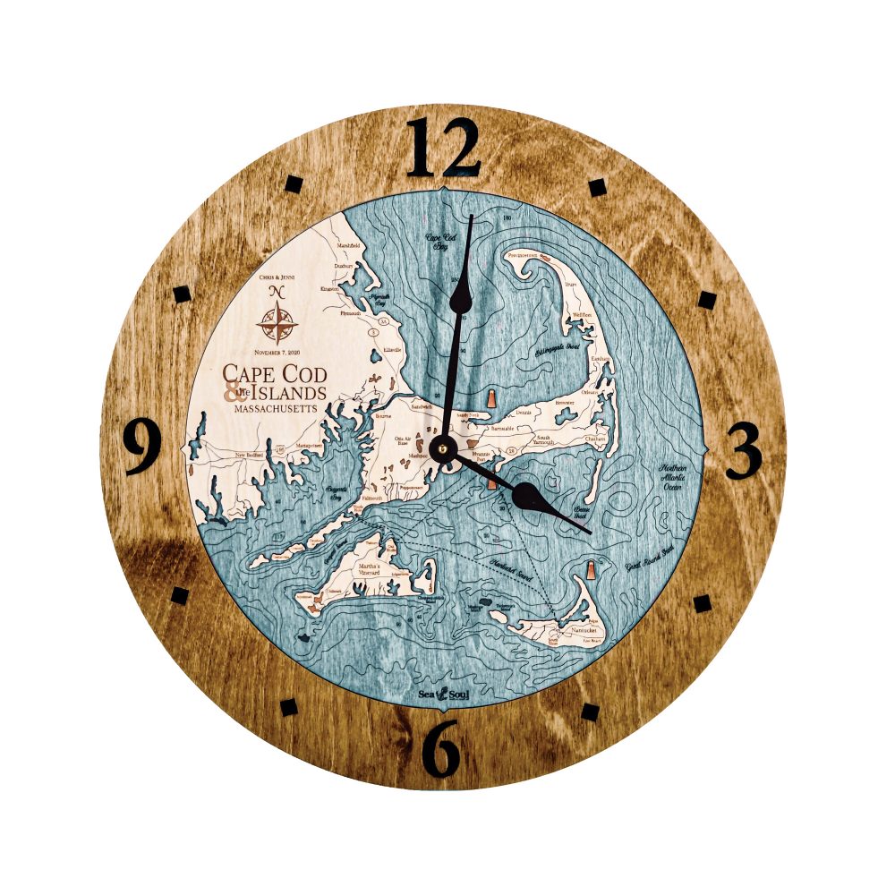 Cape Cod Nautical Clock Americana Accent with Blue Green Water