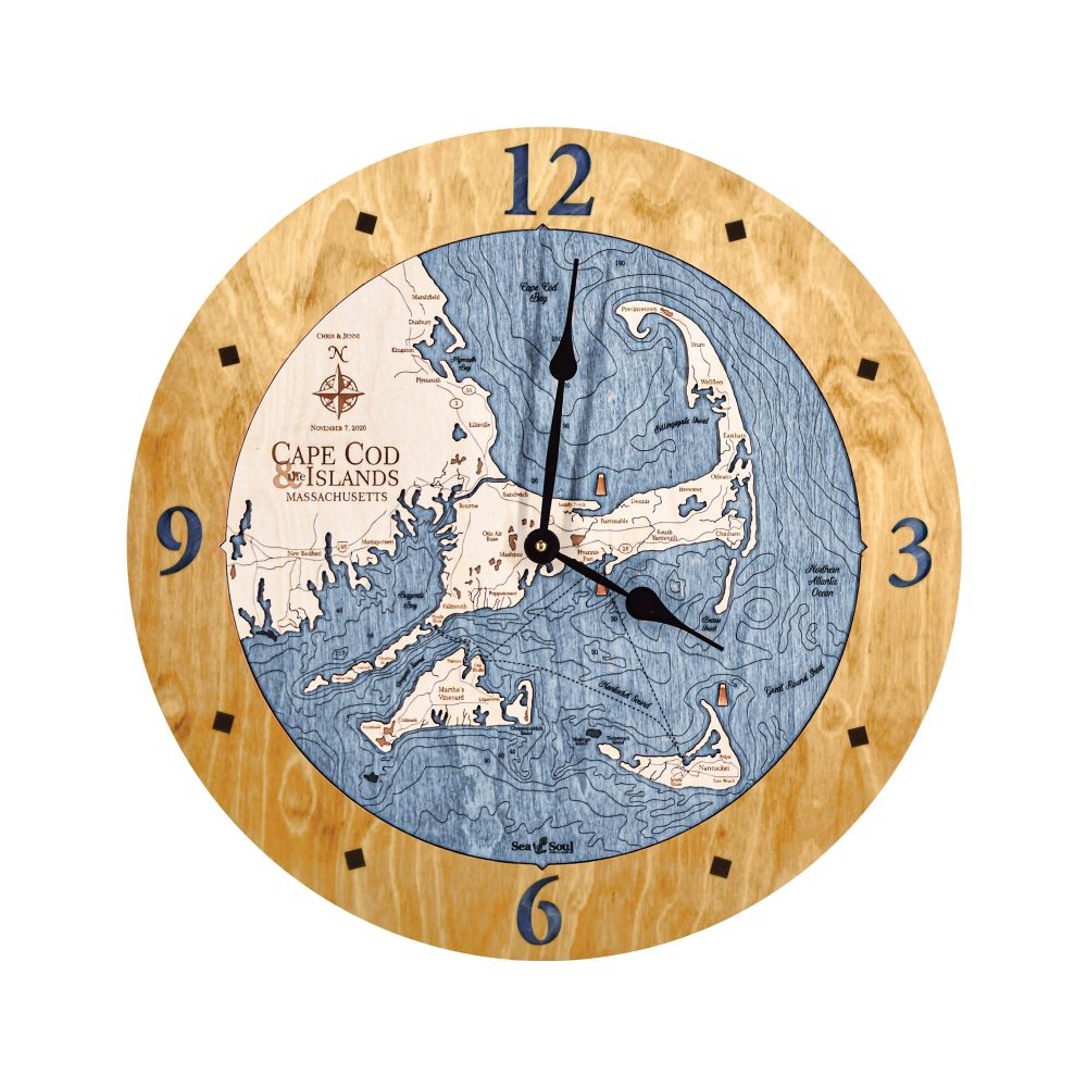 Cape Cod Nautical Clock Honey Accent with Deep Blue Water